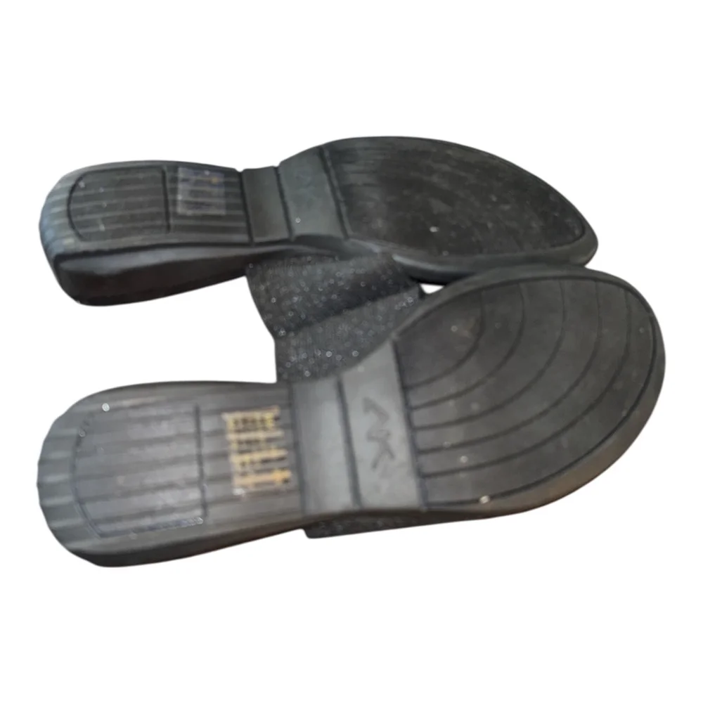 Anne Klein Sport Women's Studded Thong Sandals, Black, Size 8